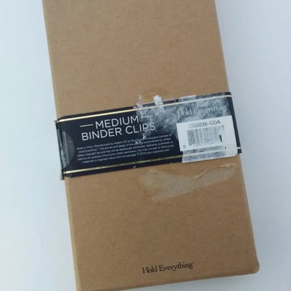 HE Binder Clips Medium Gold-tone 20 Piece Hold Everything